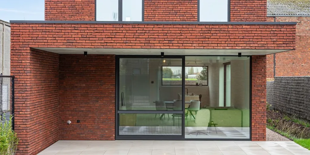 Extérieur - Maison Neuve avec Terrasse et Jardin à Langemark