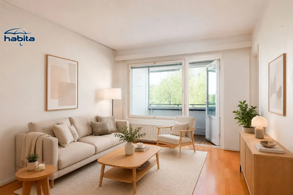 Séjour - Modernised Apartment with Glazed Balcony in Viitaniemi