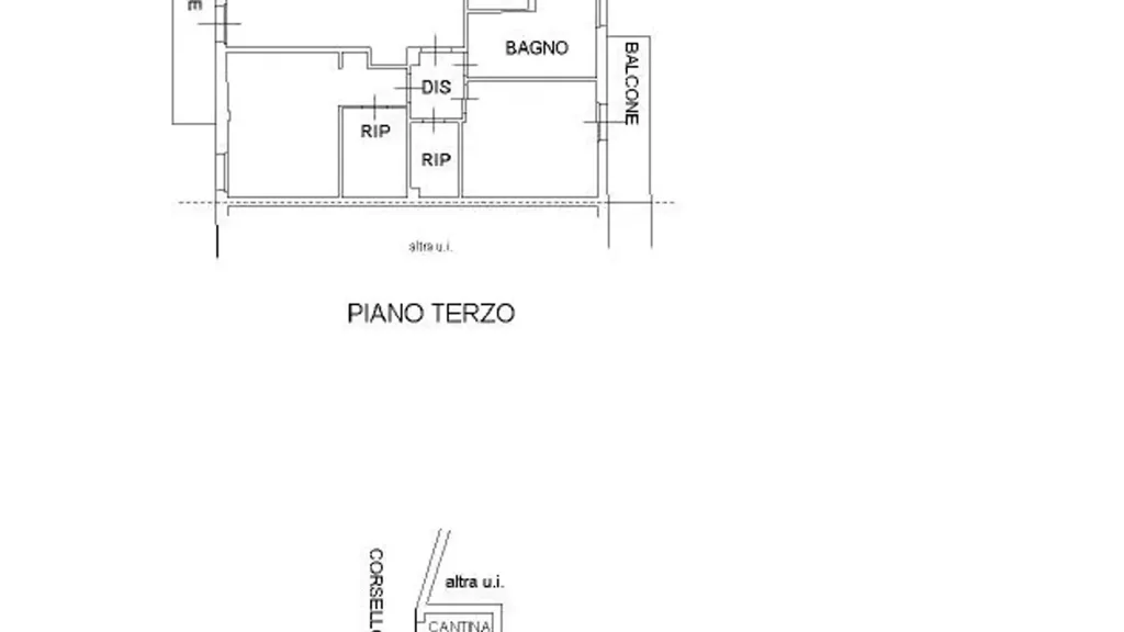 Planimetria - Refurbished Triplex with Balcony in Pavia