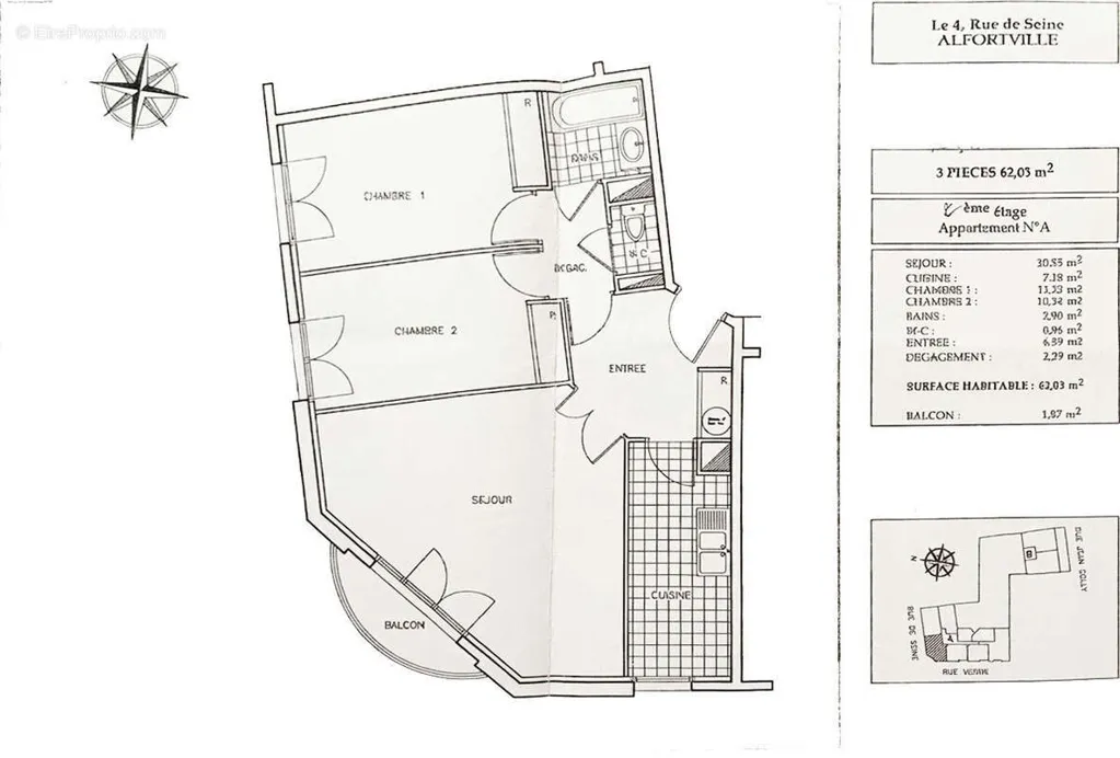 Plano - Refurbished Apartment with Parking in Alfortville