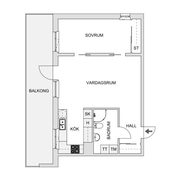 Plan - Modern Flat with 20 m² Balcony in Uppsala