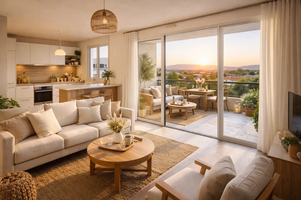 Séjour - Appartement T2 avec Vue Dégageée à Avignon
