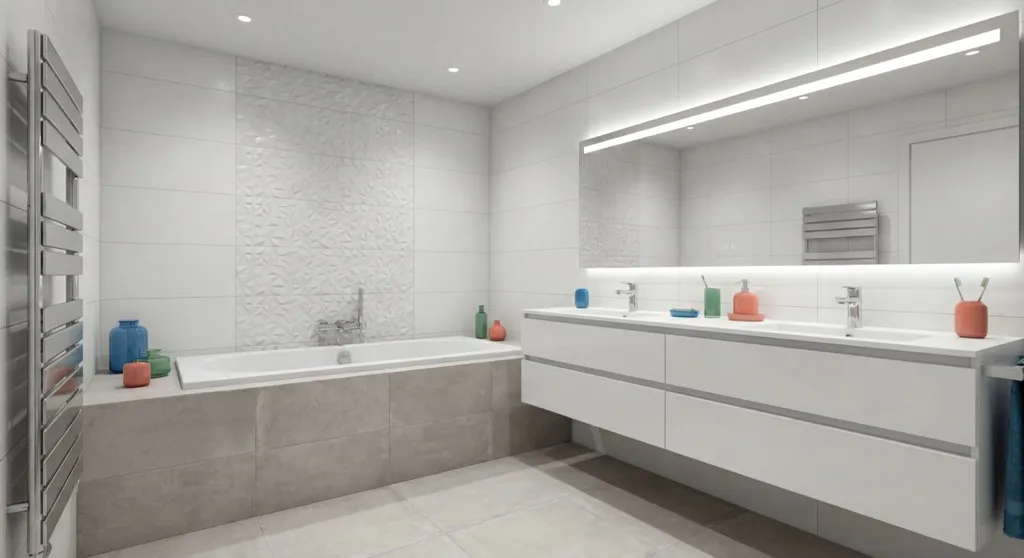 Bathrooms - Contemporary 4-Bed Flat with Balcony in Saint-Martin-d'Hères