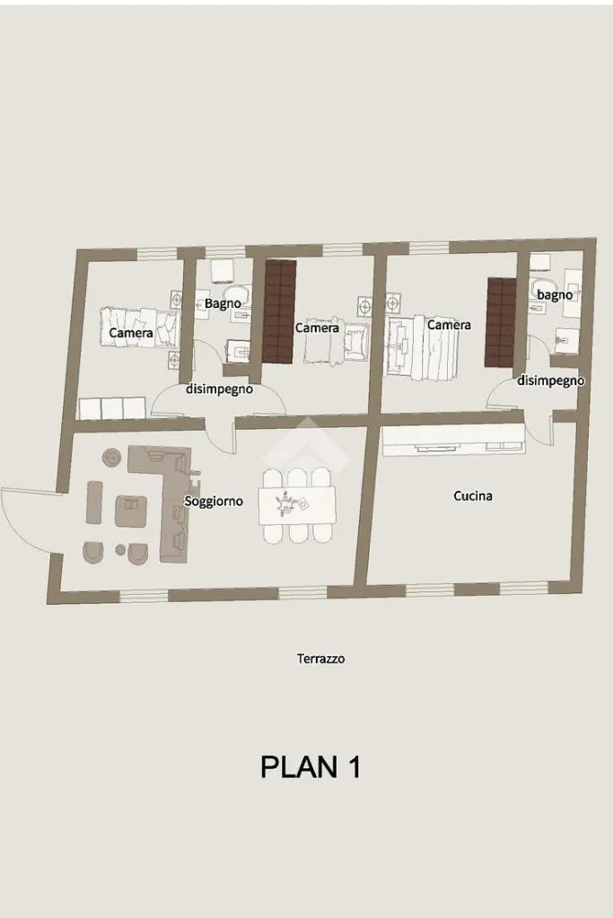 Plan - Historic Apartment with Terrace in Saluzzo
