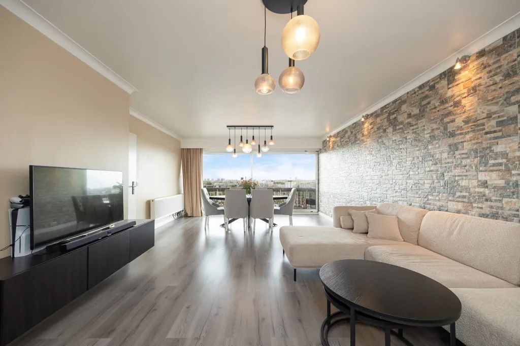 Séjour - Appartement avec deux terrasses et vue verdure à Merksem