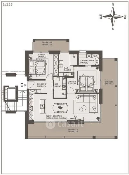 Plan - Luxury Studio with Balcony in Dobbiaco