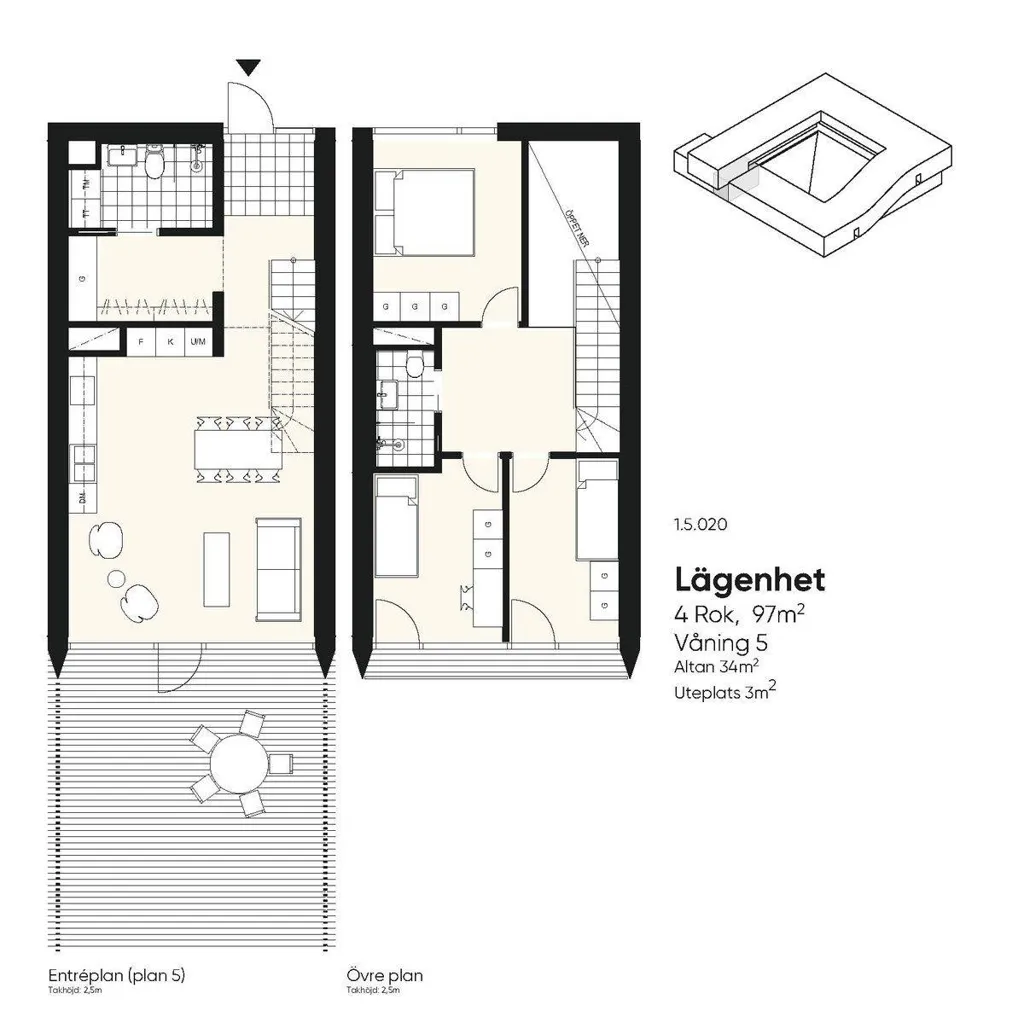 Plan - Penthouse with Terrace in Umeå
