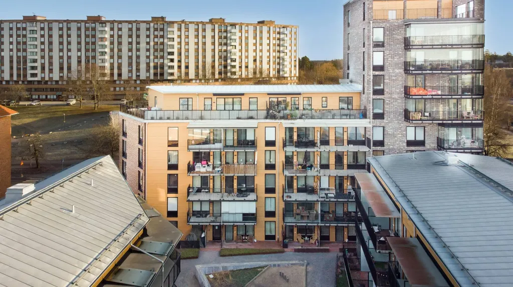 Vue aérienne - Modern Flat with Balcony in Järfälla