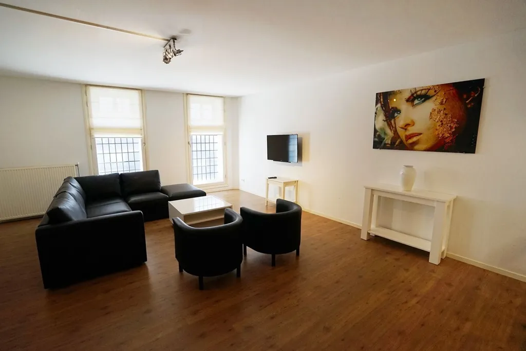 Living Room - Furnished Apartment with City View in Eindhoven