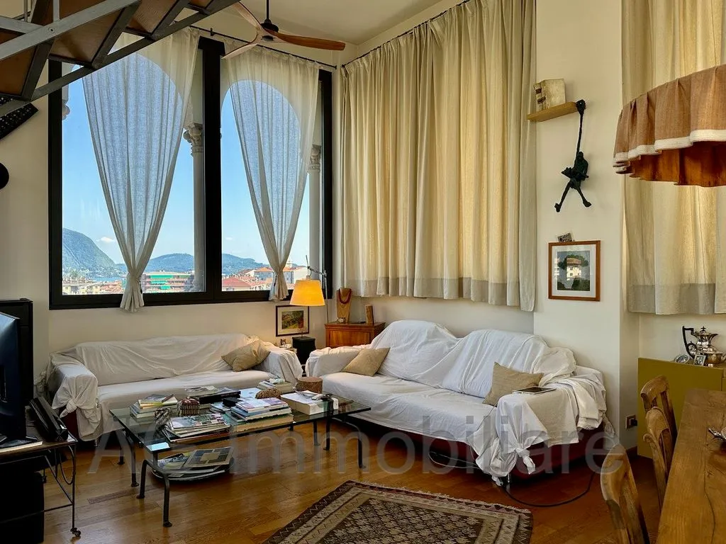 Living Room - Rear-Converted Attico with Balcony in Verbania