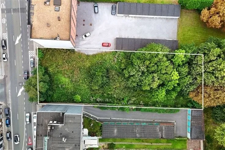 Aerial - Development Plot with Permitted 19-Unit Building in Charleroi
