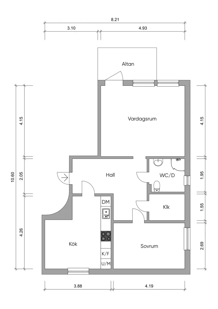 Plan - Two-Room Flat with Balcony in Bokgatan