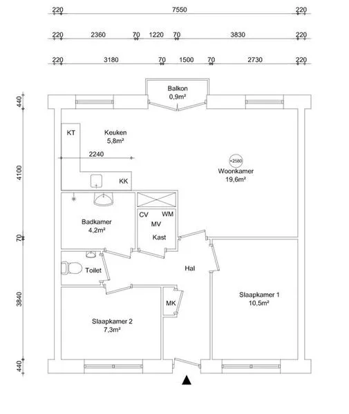Plan - 3-Bedroom Apartment with Balcony in Amsterdam