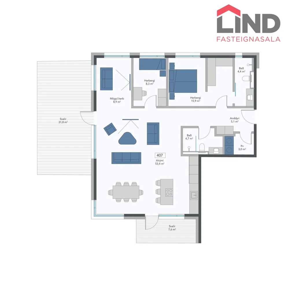 Plaan - Apartment with Balcony and Elevator in Garðabær