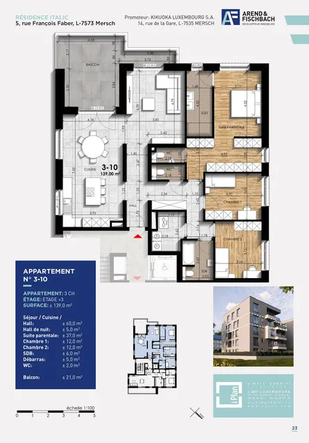 3-Bedroom Apartment with Terrace in Mersch