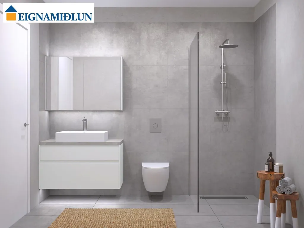 Bathrooms - Modern Apartment with Elevator in Hafnarfjörður
