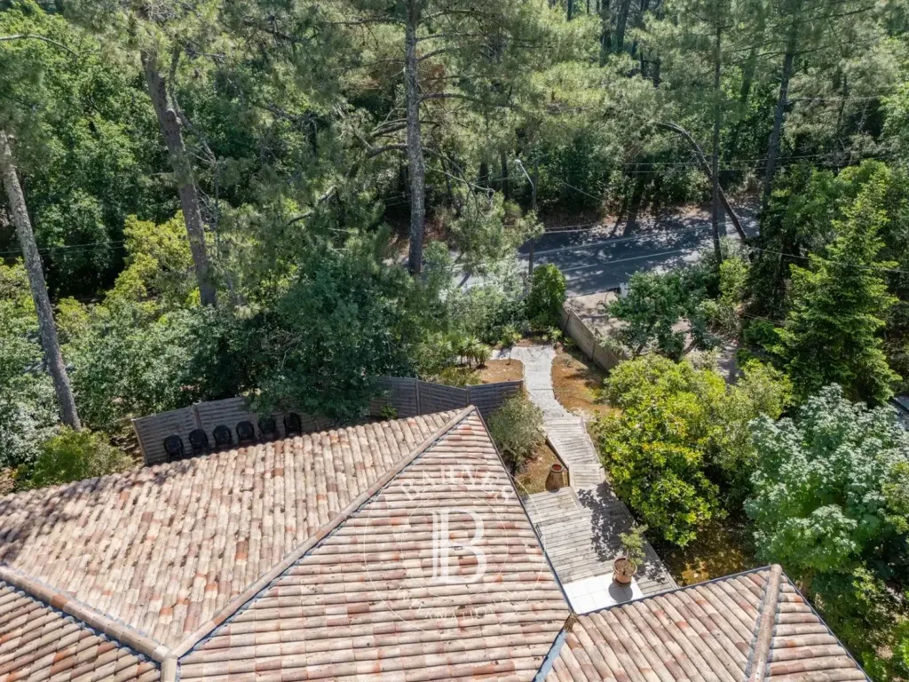 Aerial - Forest-Edge House with Pool near Arcachon