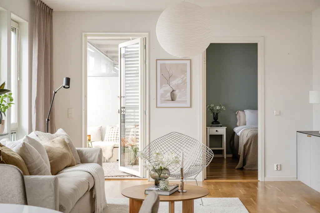 Living Room - Apartment with West-Facing Balcony in Sundbyberg