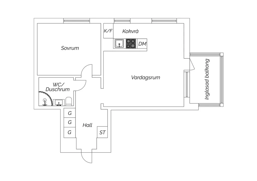 Plan - Well-Planned Flat with Glazed Balcony in Skoghall