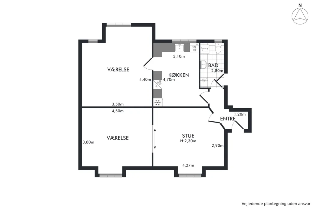 Plan - Charming 3-Bedroom Apartment in Aalborg Centre