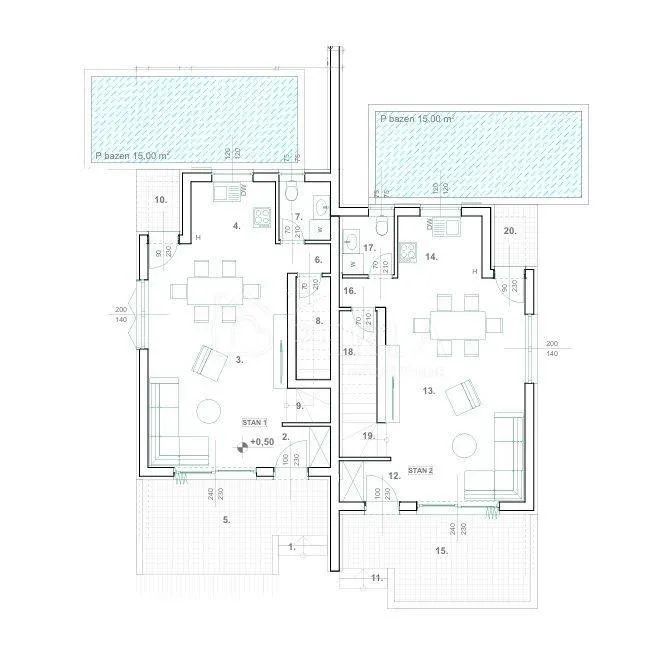 Planimetria - Modern Duplex with Pool near Zadar