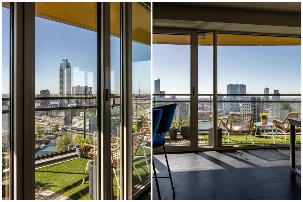 Balcony - Apartment with Skyline View on 27th Floor in Rotterdam