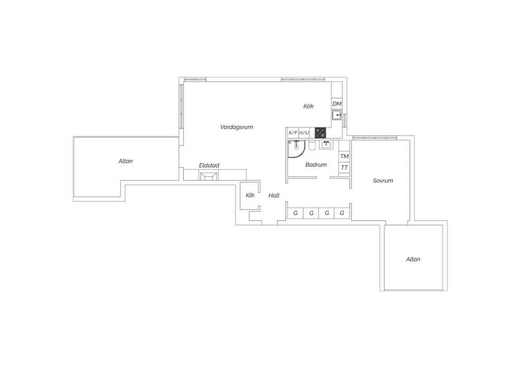 Plan - Modern Two-Bedroom Flat with Dual Terraces in Malmö