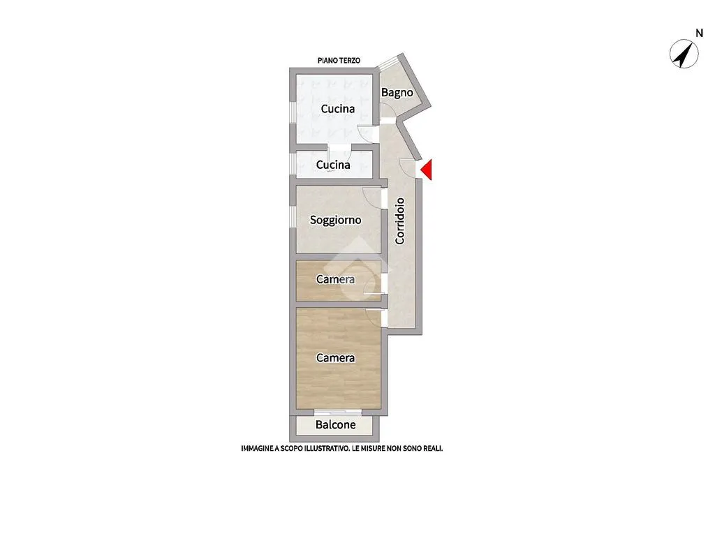 Plan - Three-Bedroom Apartment with Balcony in Fermo