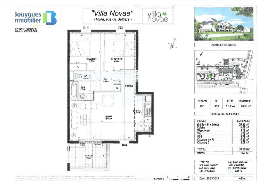 Plan - Appartement 3 Pièces avec Terrasse au Centre d'Ingré