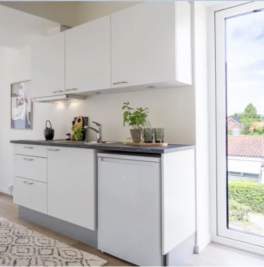 Köök - Modern 1-Bed Flat with EV Charging in Nørrelund