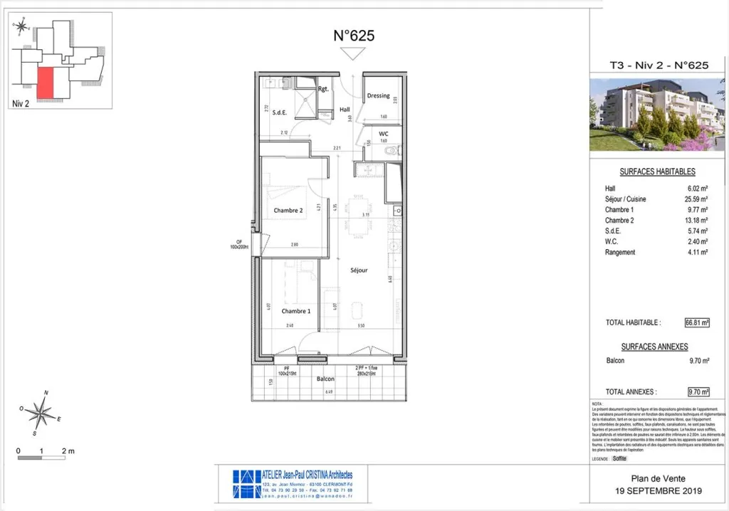 Plaan - T3 Apartment with Balcony in Chamalières