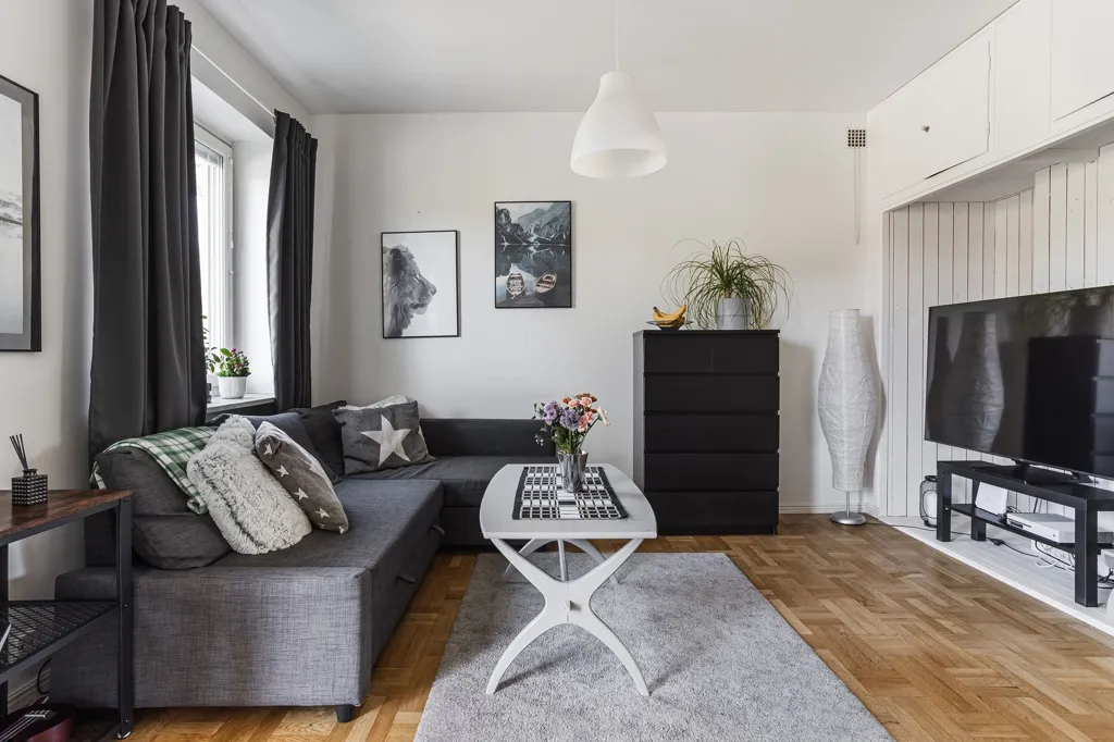Living Room - Central One-Bedroom Flat with Balcony in Borlänge