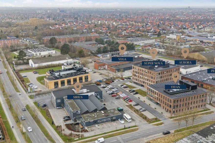 Aerial - Modern Office with Parking in Odense