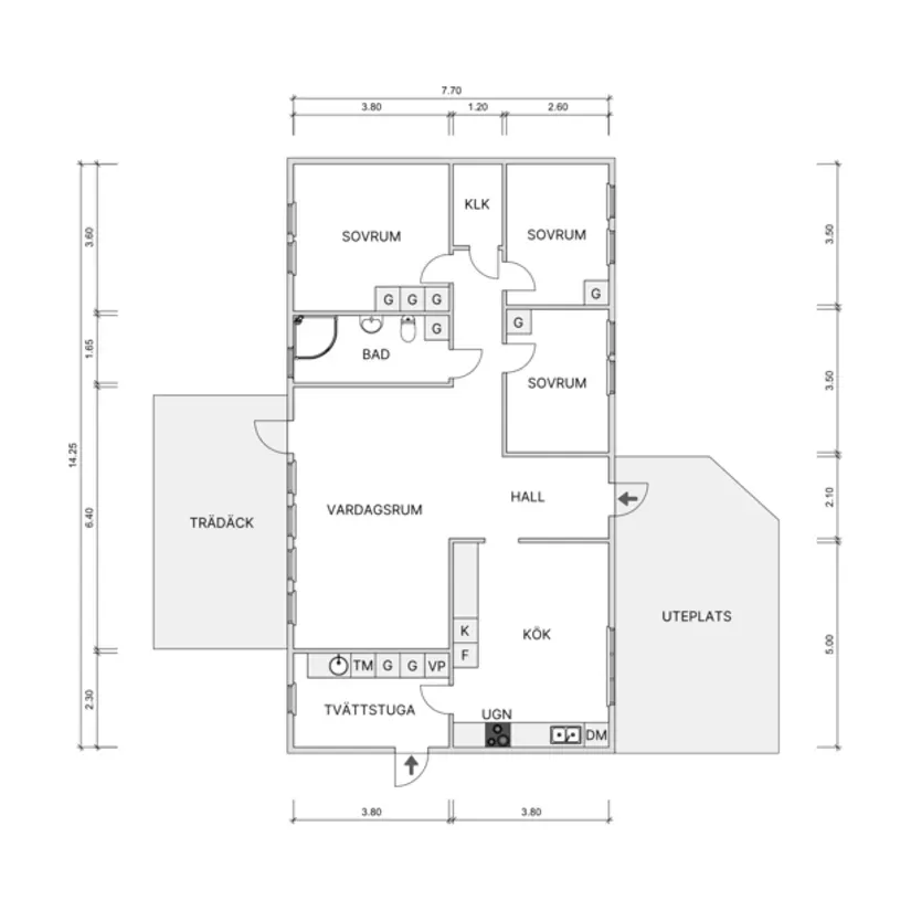 Floor Plan - 1-Storey Villa with Garden in Skåne