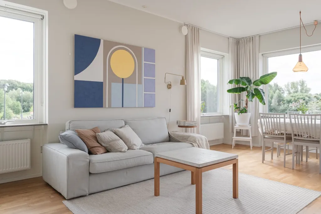 Living Room - Luxury Flat with Ballingslöv Kitchen in Green Setting