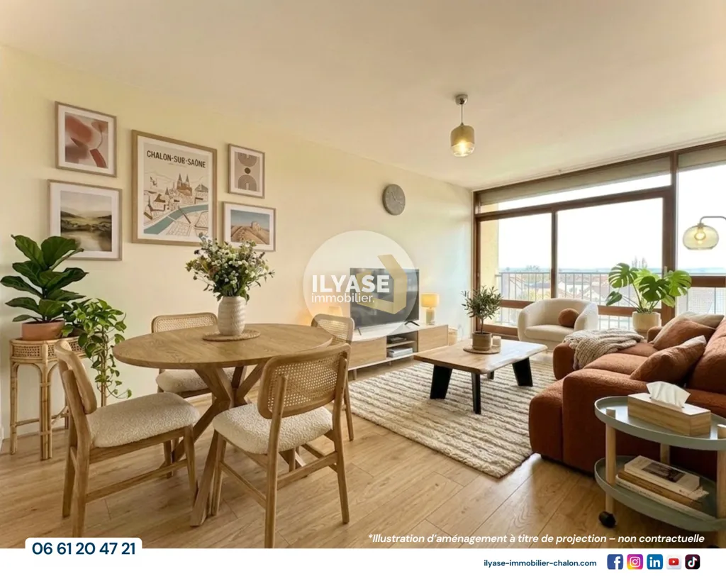 Séjour - Appartement T2 avec balcon à Chalon-sur-Saône