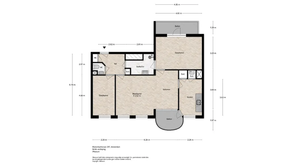 Plan - Apartment with Two Balconies in Amsterdam-Oost