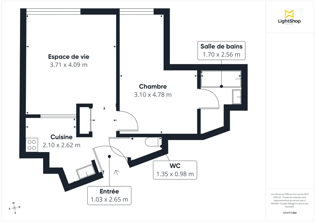 Plan - Appartement calme avec vue sur cour à Paris 11e