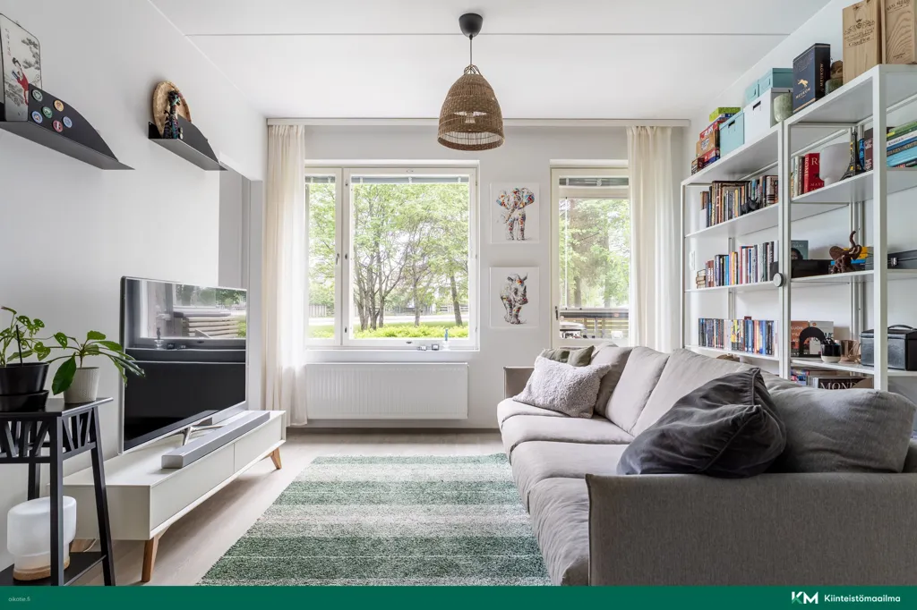 Living Room - First Floor Apartment with Sauna in Vantaa