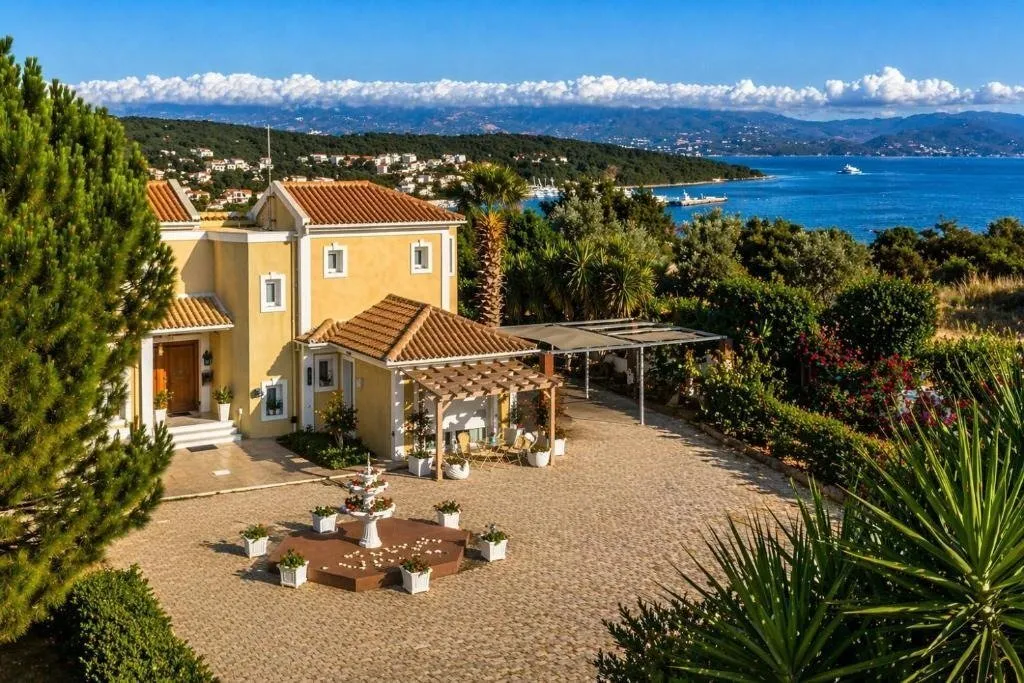 Aerial - Luxury Villa with Panoramic Views in Argostoli