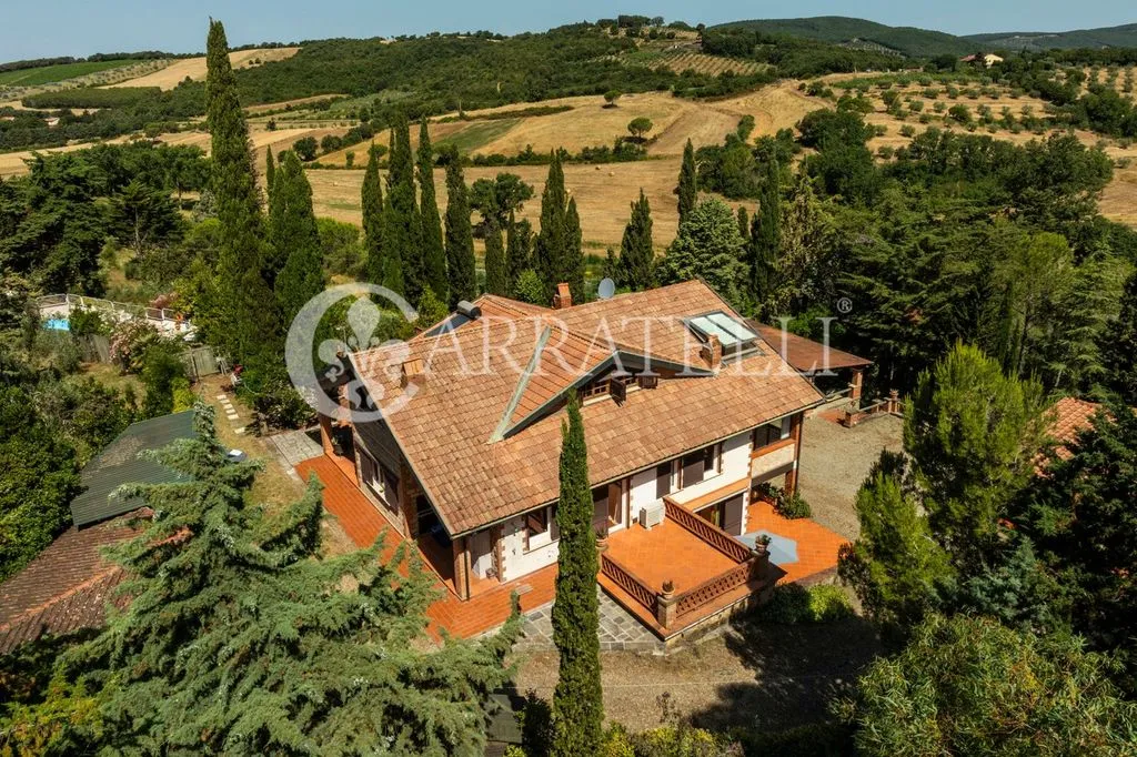 Vue aérienne - Luxury Villa with Panoramic Pool near Massa Marittima