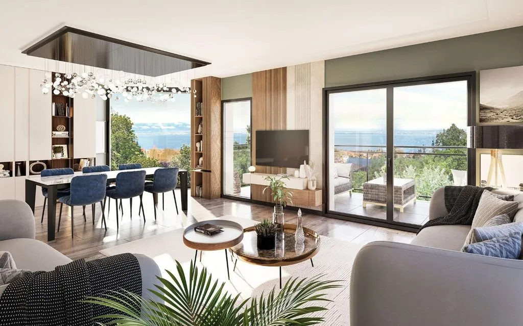 Living Room - Luxury Flat with Lake View in Évian-les-Bains
