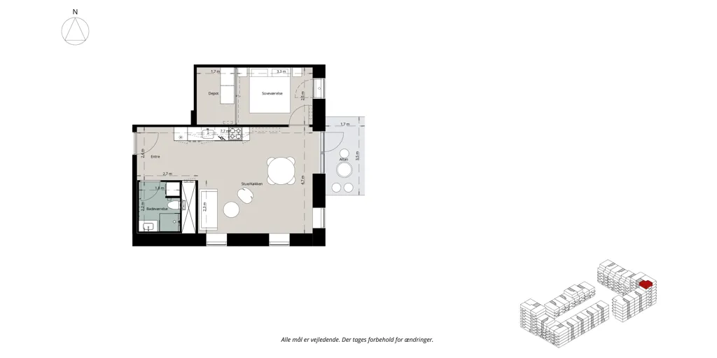 Plan - Two-Bedroom Apartment with Terrace in Glostrup