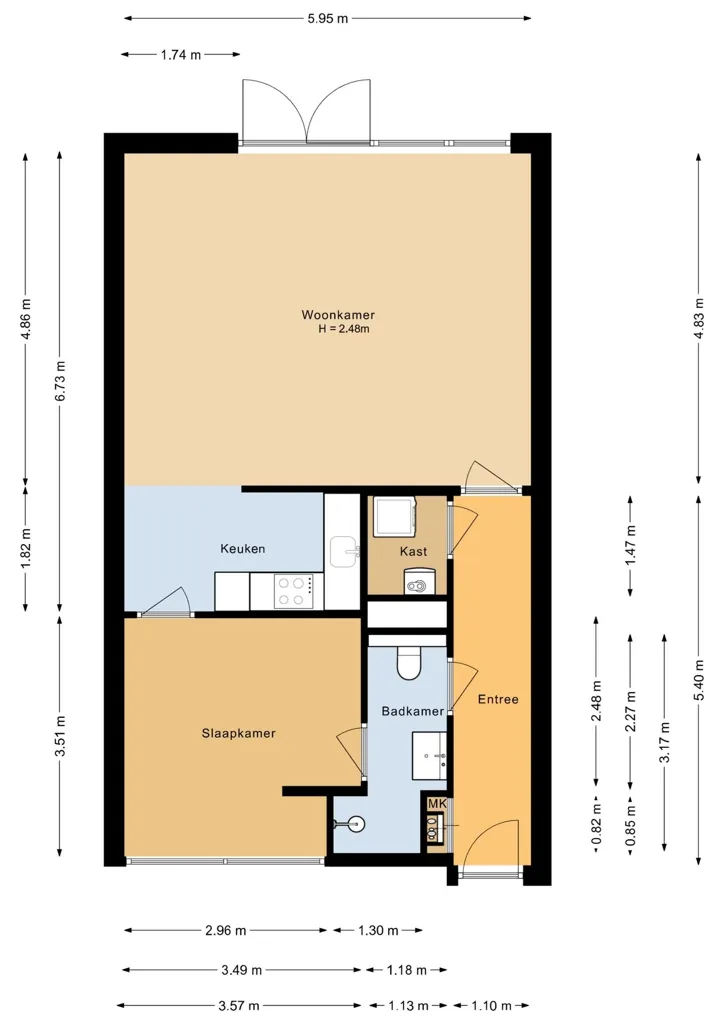 2-toaline korter asukohas Hoofddorp