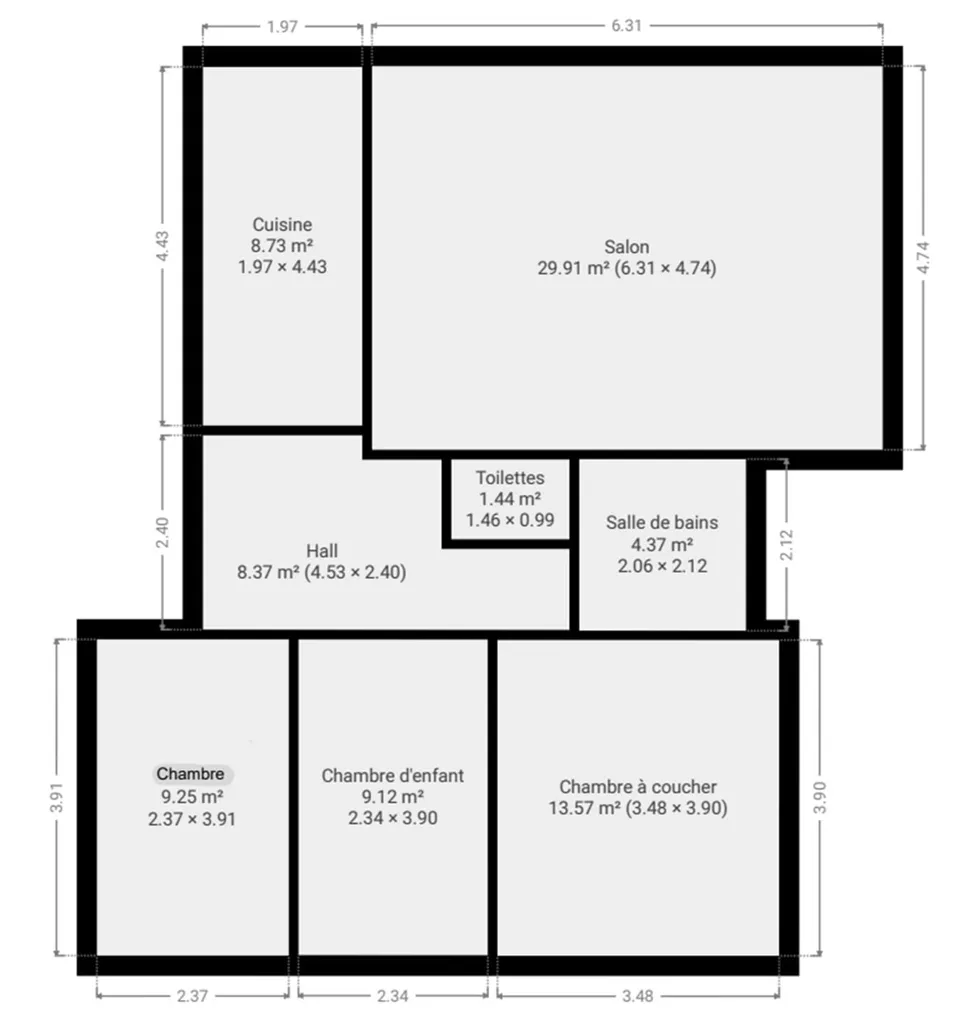 Plaan - Spacious Apartment in Quiet Area, Ans