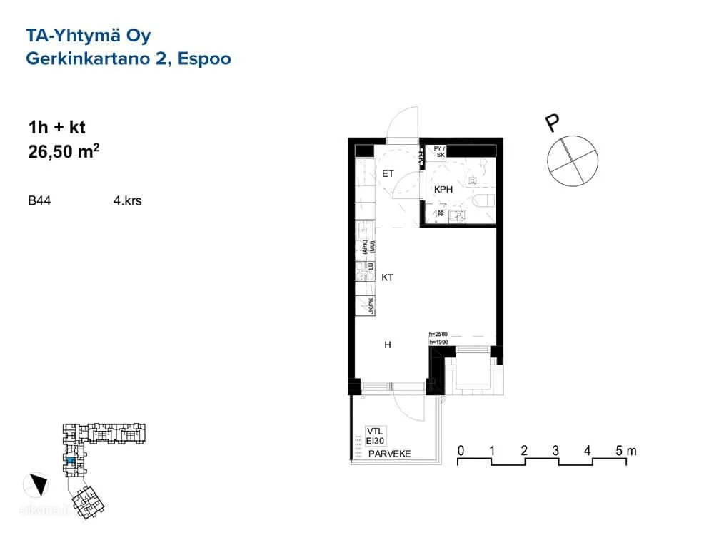 Planimetria - Modern Flat with Balcony in Espoo