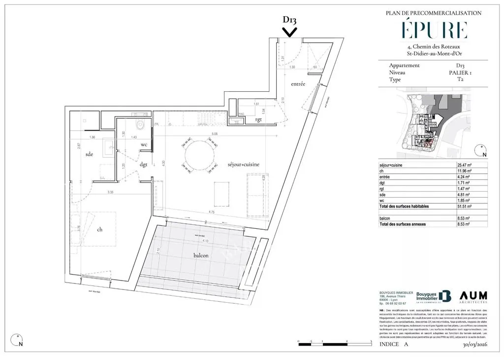 Plan - Appartement Neuf avec Balcon à Saint-Didier-au-Mont-d'Or