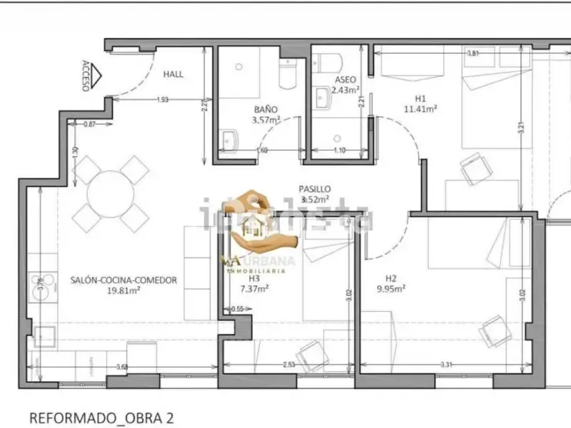 Plaan - Flat with Balcony in Carmelitas-Oeste, Salamanca