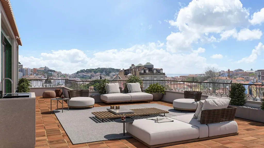 Terrasse - New Build Apartment with Pool in Intendente, Lisbon