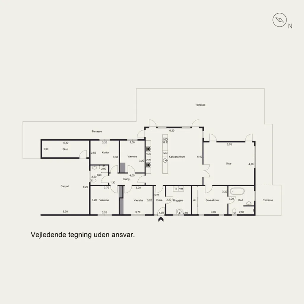Plan - Modern Villa with Terraced Garden in Struer